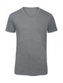 Heren T-shirt V Hals B&C Triblend TM057 Heather Light Grey